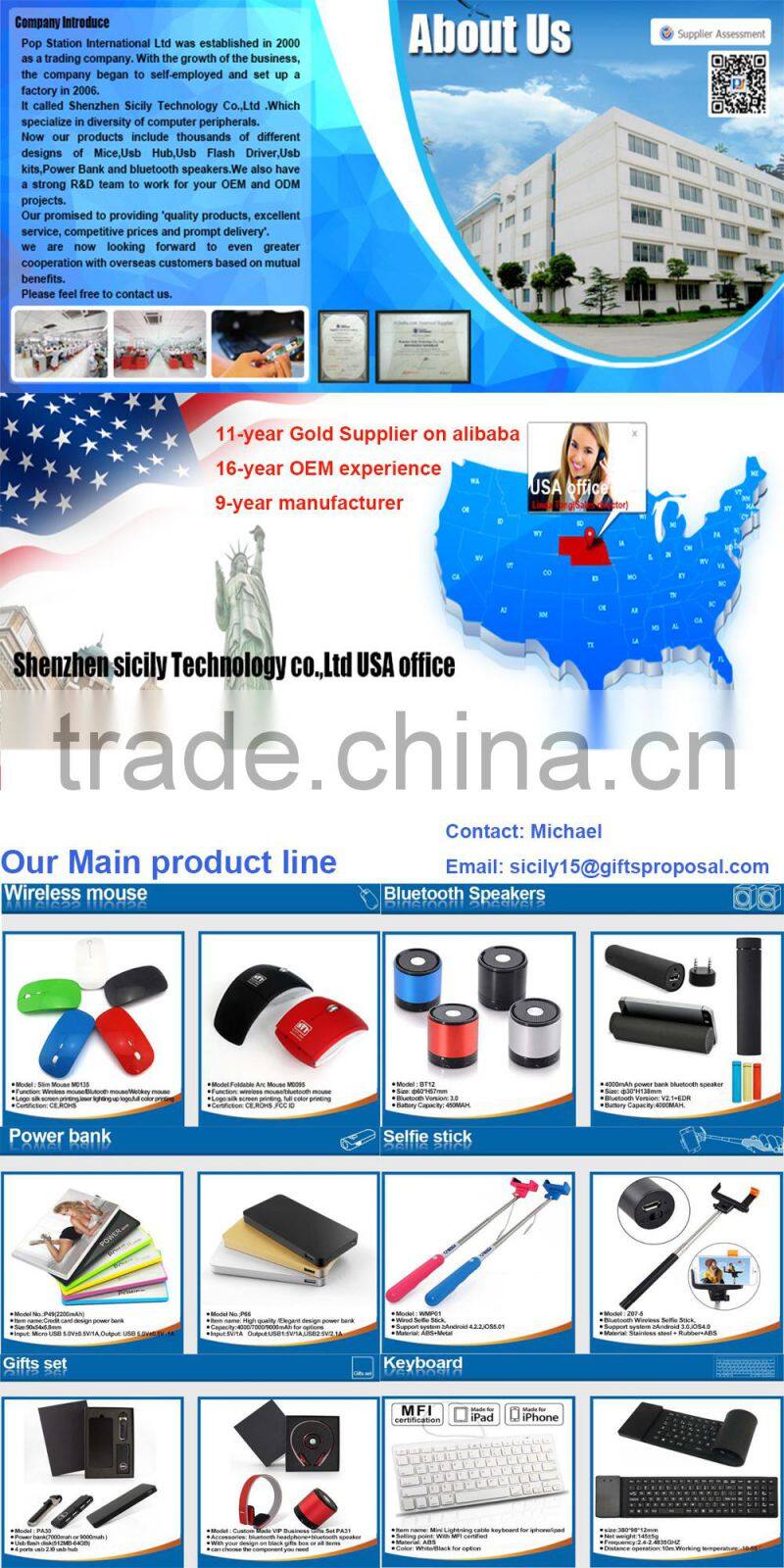 2015 arc folding mouse wireless with 1-year warranty and 3 million times click life as promotional gift