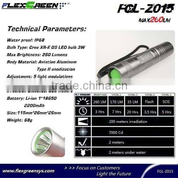 18650 battery Q5 led military mini torch