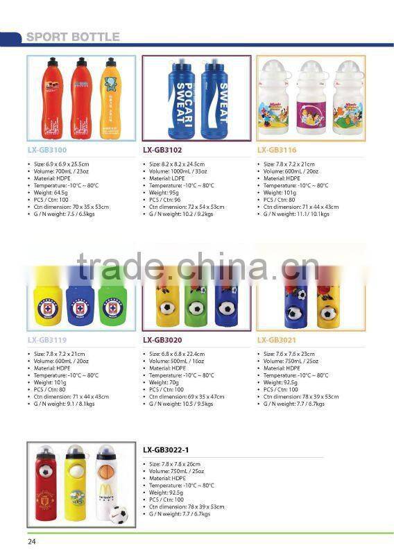 600ml/20oz silver color sport water bottles