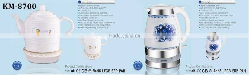 1.7L Digital Ceramic Electric Kettle with tray set