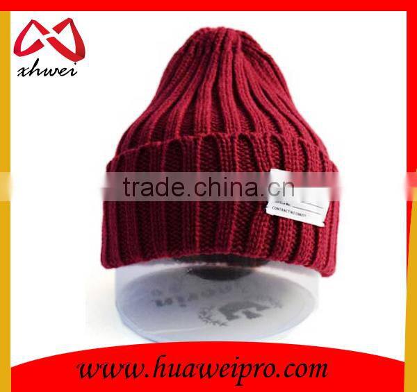 Unisex beanie fashion american plain cool knit beanie hat cap with label