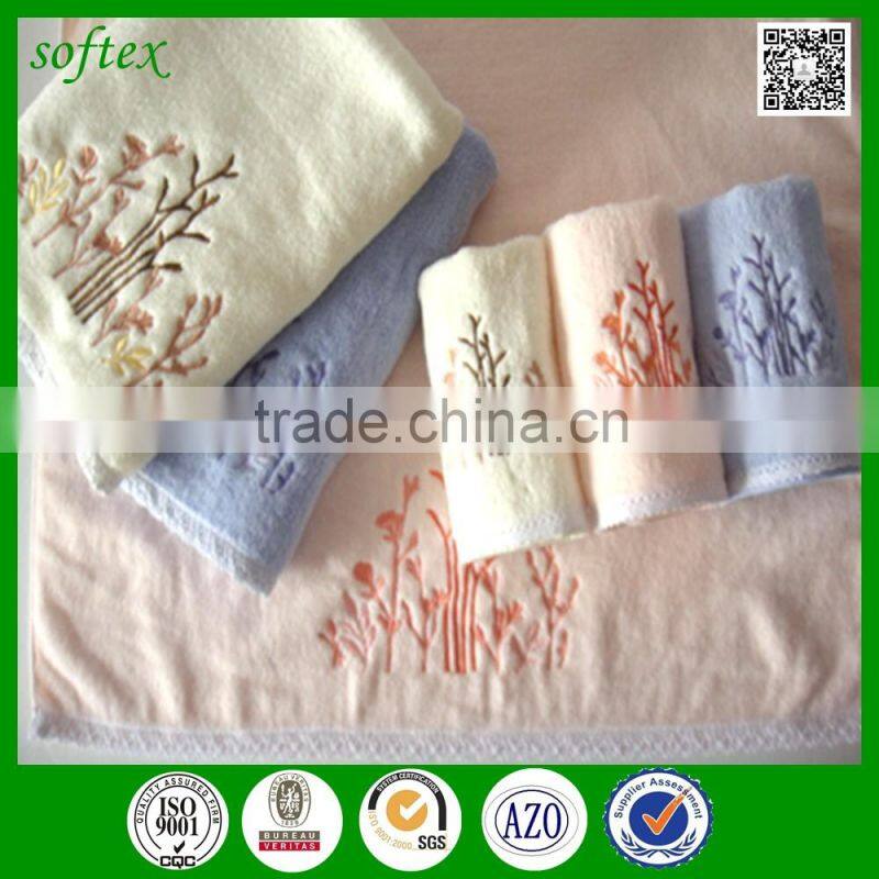 china factory supply solid color luxury embroidery towel set