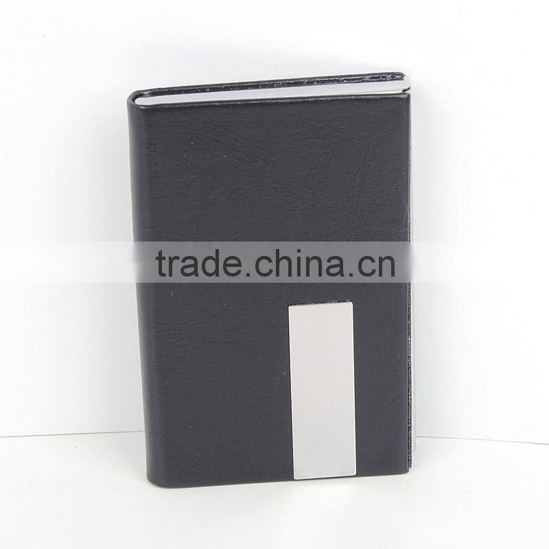 Promotion elegant pocket aluminum leather metal business name card holder