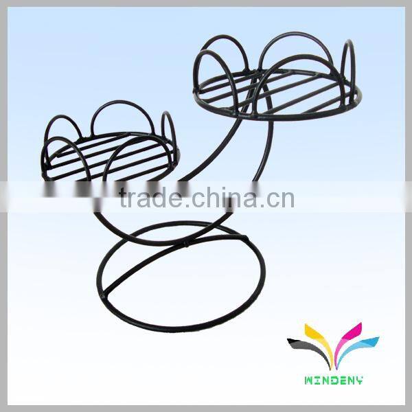 Garden display flower metal wire black colorful 3 tier corner shelf