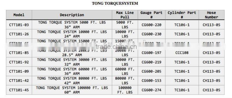 Tong Torque system