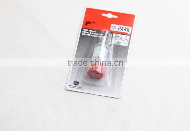 nylon wire end brushes packed on display cards, diameter 30mm or 1 1/5"