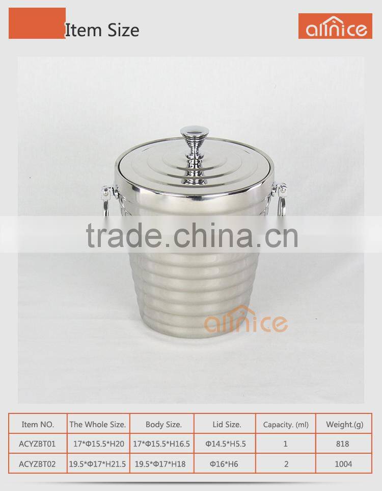 Unique Design Elegance Lines Ice Bucket with Tongs Stainless Steel (Grade 304) wine bucket/wine cooler with Deluxe Mirror Finish