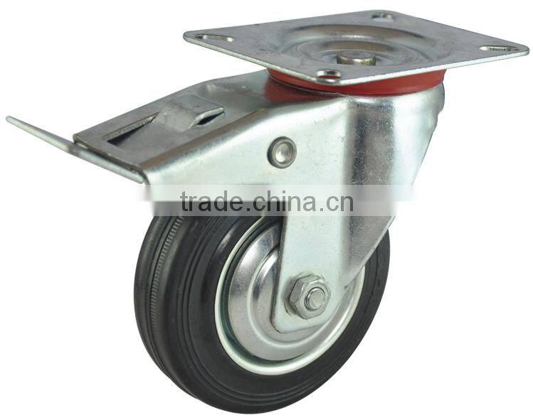 100mm oil-resistant rubber caster with lock for oven