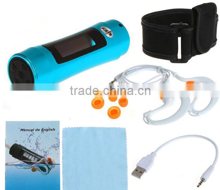 Swimming Diving Waterproof MP3 Player FM Raido Waterproof Level IPX8 Underwater Sports MP3 + Earphone + Armband
