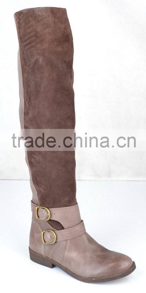 2015 new design suede leather women boots, comfort shaft boots