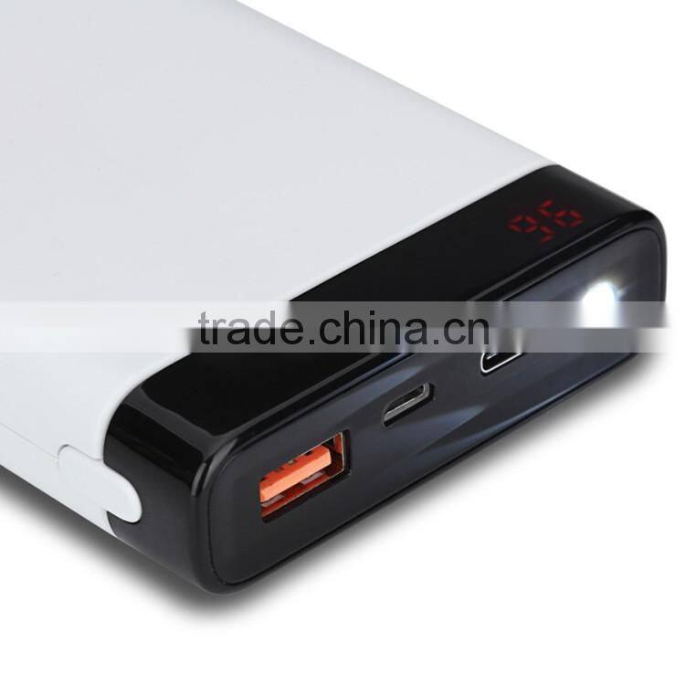 newest 10000mAh altra-slim QC2.0 power bank with led light and led display