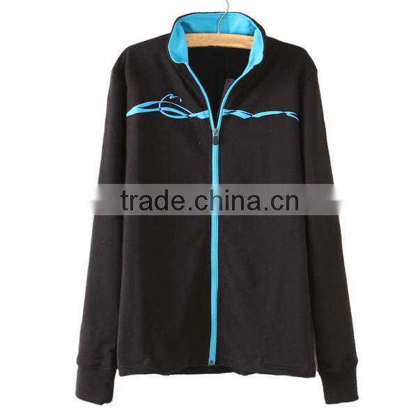 Zipper Up 100% Polyester Sweatshirt/Hoodie Front Embroidery (lyh-060015)
