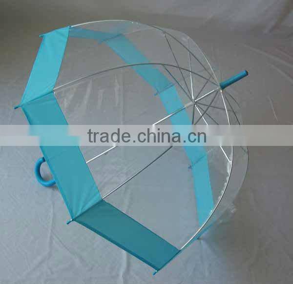 summer new design curved plastic handle transparent bubble POE material umbrella