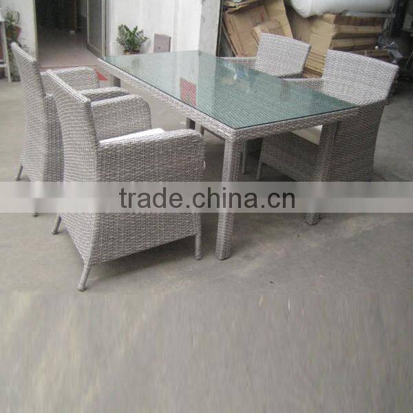 Long table rattan furniture 6 chairs restaurant dining set YPS003