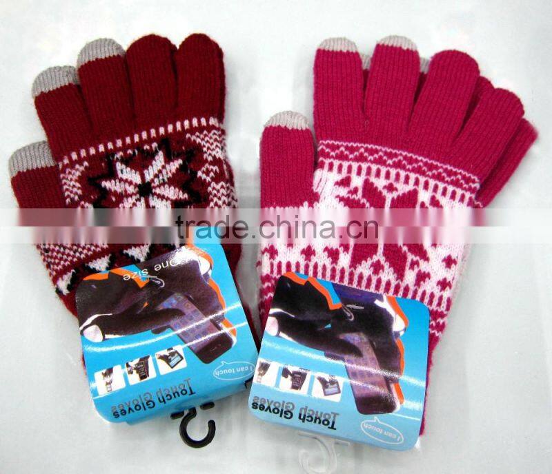 jacquard touch screen glove winter warm hand gloves