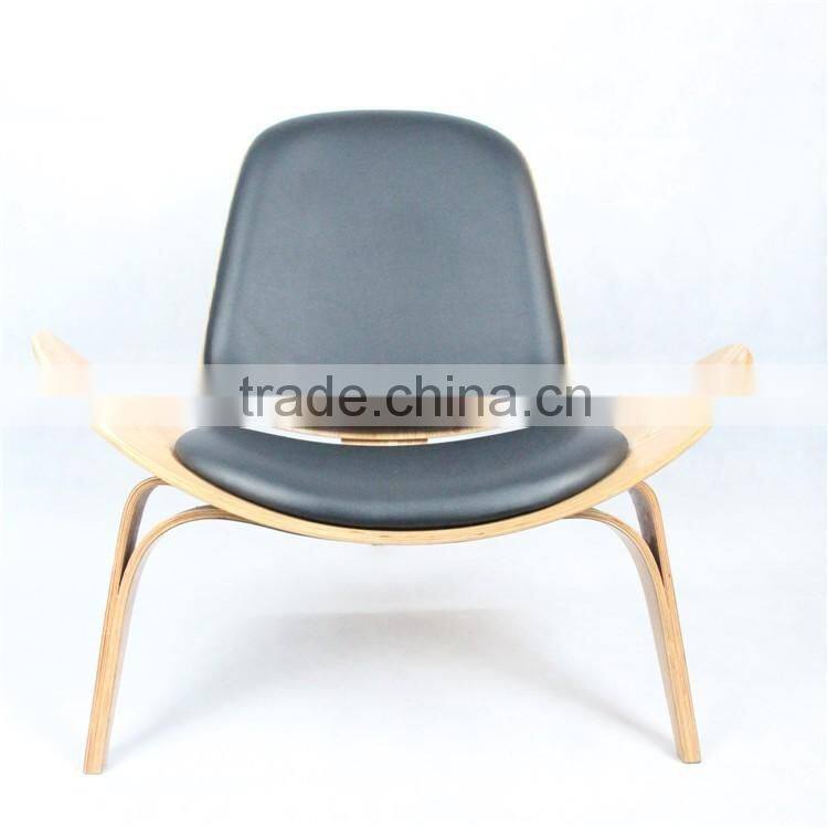 Royal Decor Furniture Plywood Lounge Shell Chair with Leather Cushion
