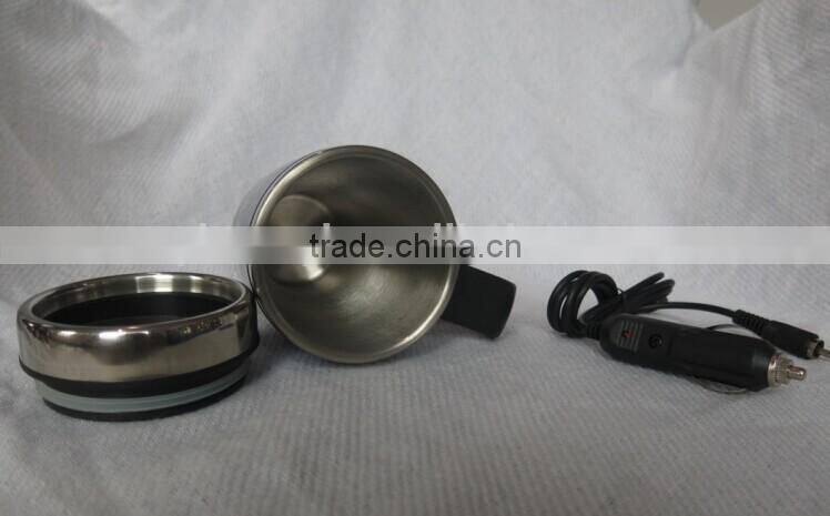 Electric heated double wall travel coffee mug with handle