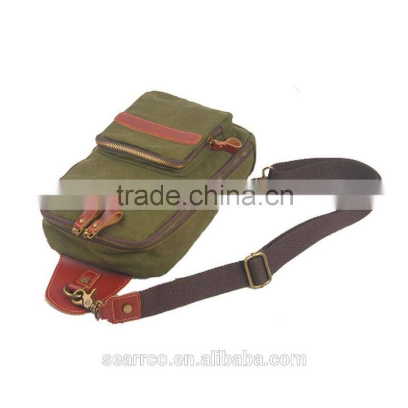 Customized men casual cross body sling canvas chest shoulder bag in china