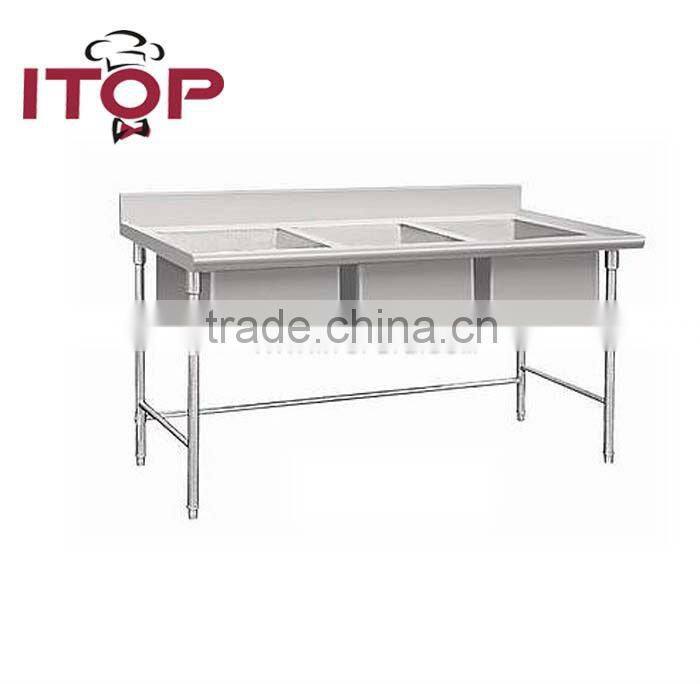 Stainless steel triple bowl sink for sale