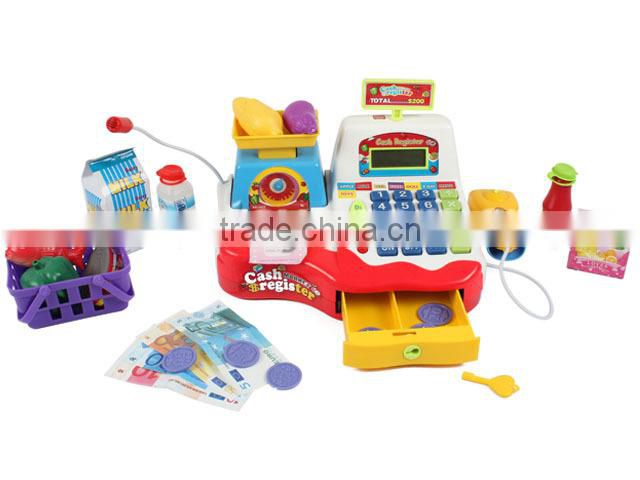 Children plastic shopping set toy with cash register