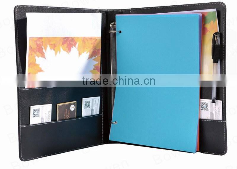leather folder with 3 ring binder/organized file folder