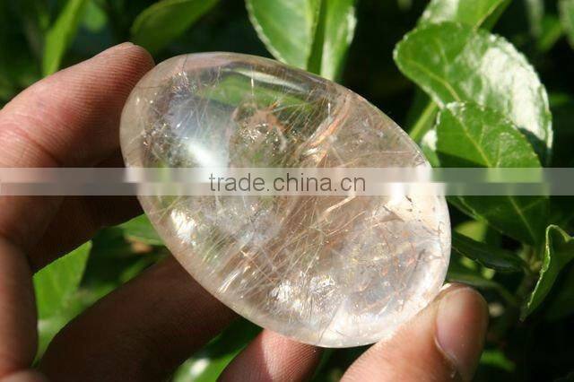 Natural white Rutilated Quartz crystal egg Language Option French