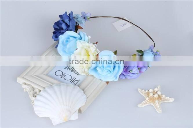 charming flowers elastic headbands,artificial flower crown hair jewelry accessories