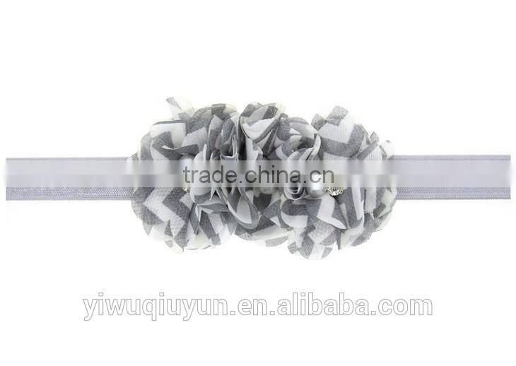 Chevron Shabby Chic flower headband Pear Rhinestone Lace flower hairband Little Girls Hair bands