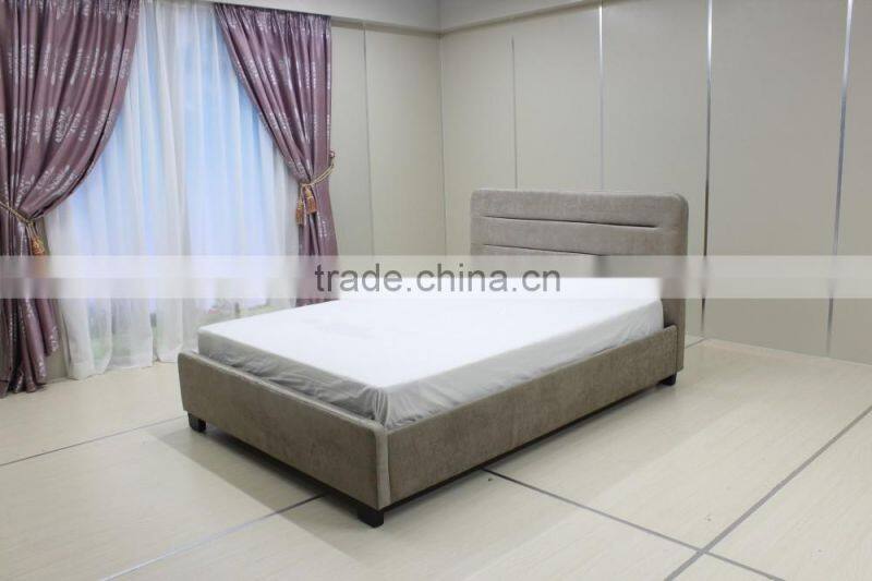 Concise Style Pulled Line Feature Fabric Double Bed