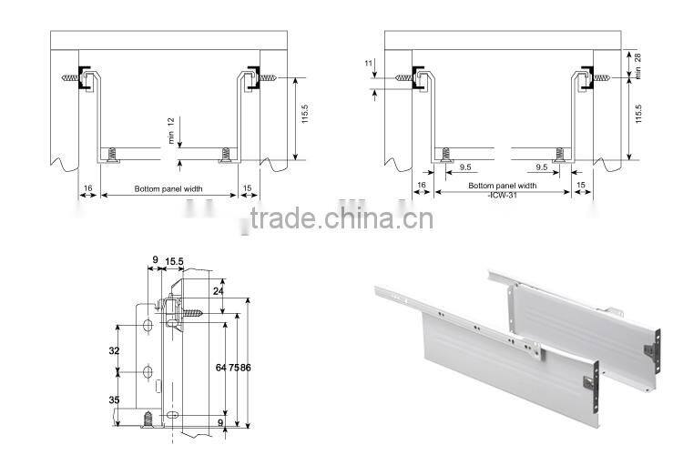115mm metal box drawer slide