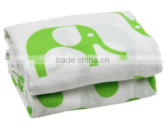 47"*47" Greem Elephant Design Infant Muslin Wrap
