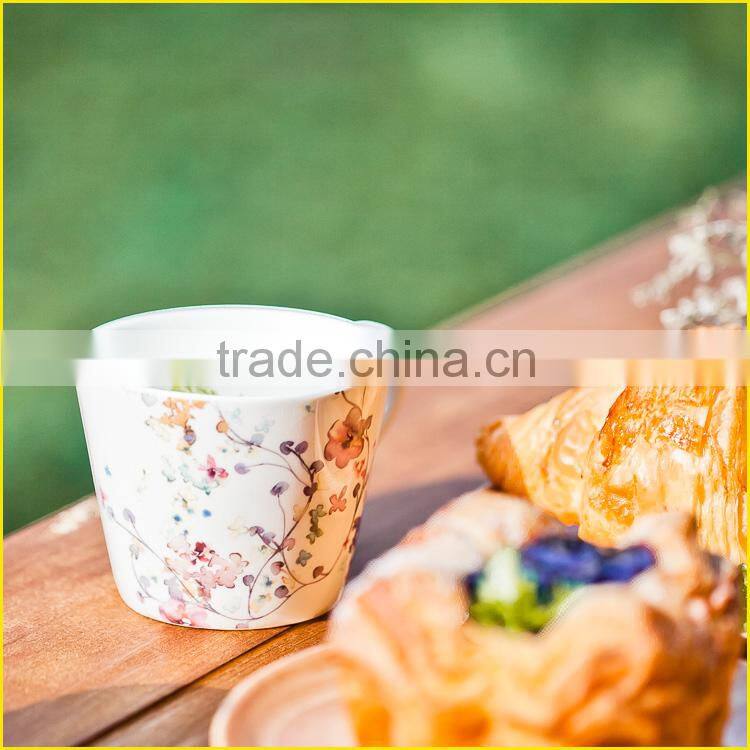 Wholesale Promotional Custom Rural Style Floral Ceramic Coffee Cup