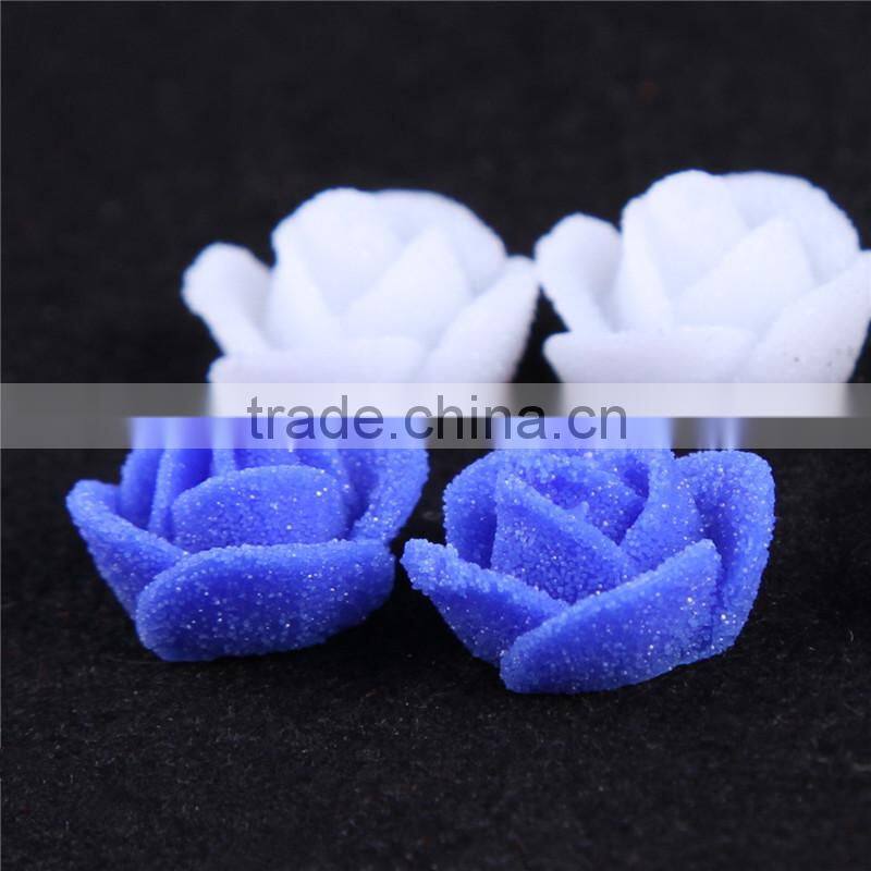 Bulk sale 12mm Resin artificial pink flowers beautiful 12mm rose resin flower For Jewelry & Phone Case & Nail Art -zhiya factory