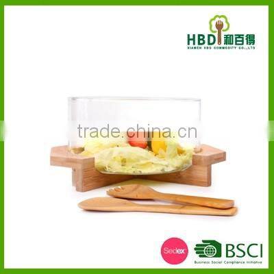 Large Glass Salad Bowls with bamboo lid