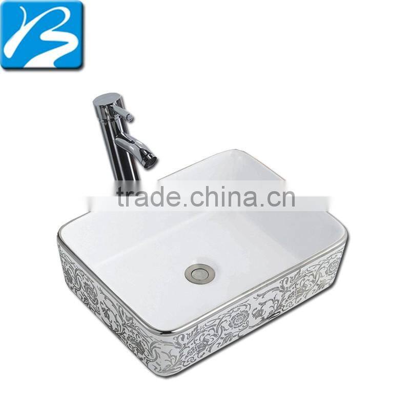 Best price popular ceramic color Hand paints art rectangular wash basin