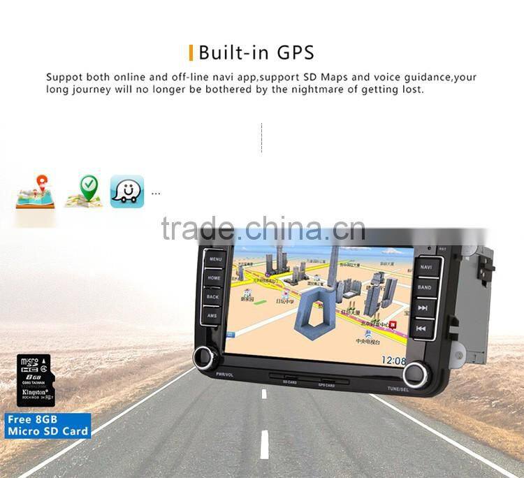 7 Inch 2 din Bluetooth version 2.0 car dvd player with GPS for VW skoda