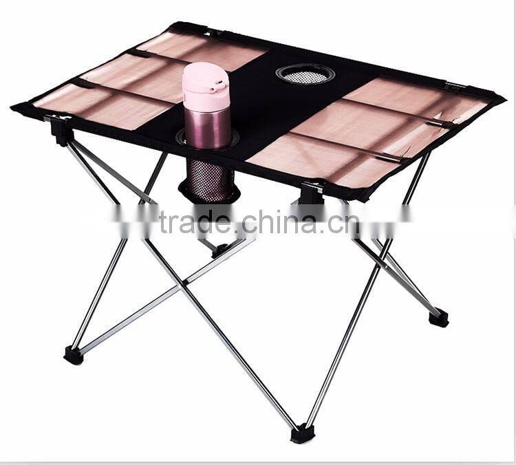folding camping picnic table with cup holders