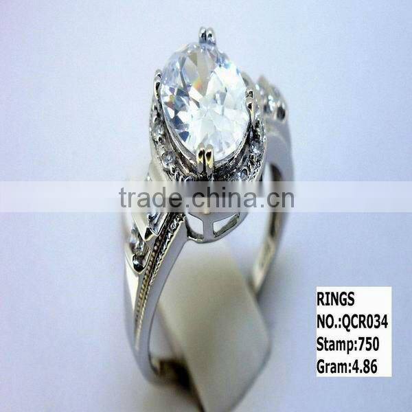 Simple desings 925 sterling silver cz ring QCR033