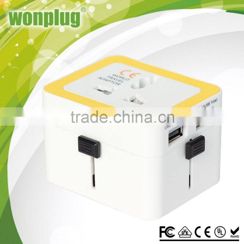 Smart appearance mini universal 1 usb travel adapter with LED light