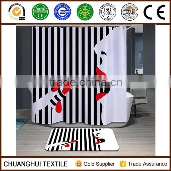 180cm*180cm digital printed beautiful lady shower curtain