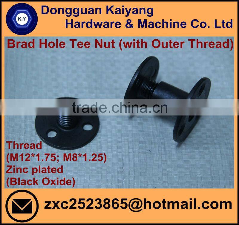 Outer Threaded Brad Hole Tee Nut (For Sofa and large furniture to connect the joint); Black Oxide