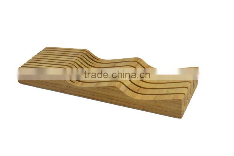 DX003/In Drawer Counter Kitchen Bamboo Knife Holder Rack Storage Block