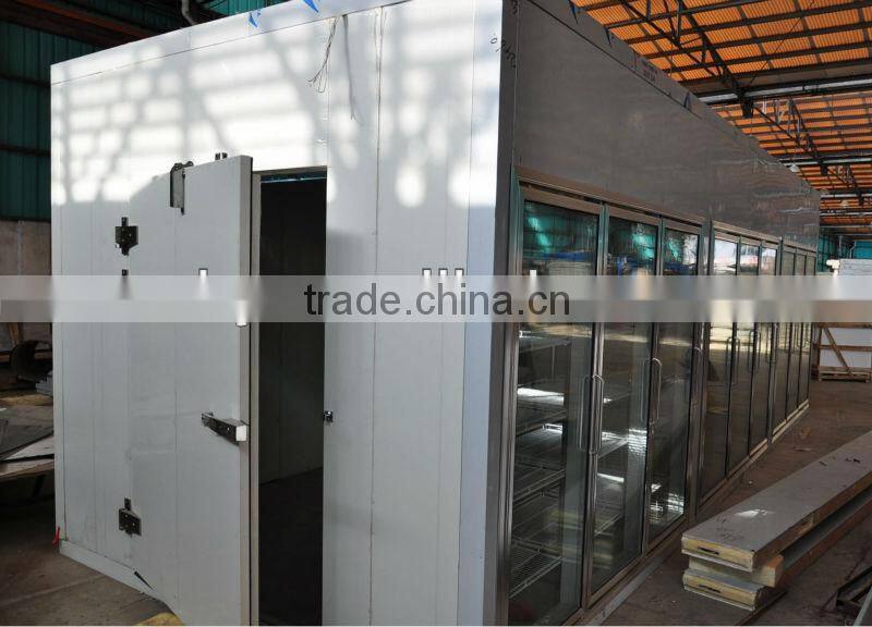 glass door display cold room for drinks in supermarket