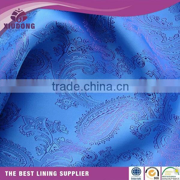 polyester viscose black pink white jacquard paisley lining for garment
