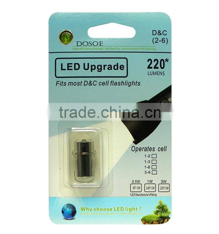 High Power 3w LED Bulb for 2-C 2-D 2-AA Cell Torch Flashlights