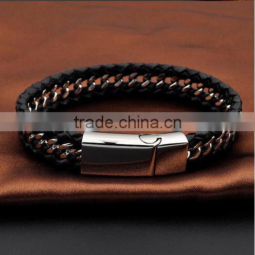 hot selling men genuine leather bracelets wholesale