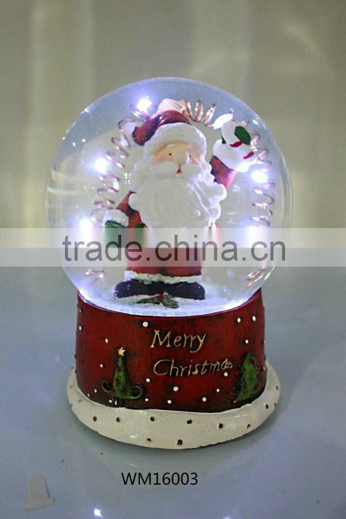 2016 new ChristmasSanta snowman water snow globe with music box and LED light