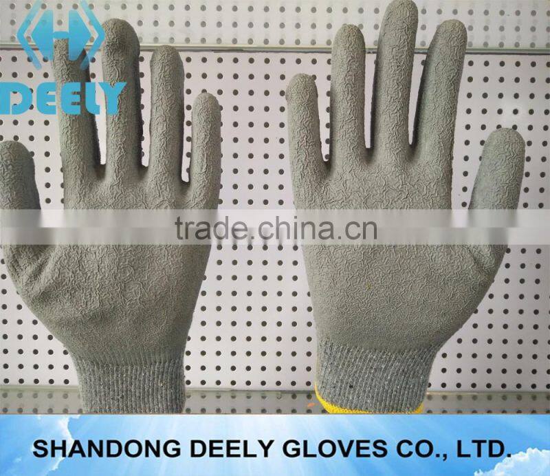 natural latex palm coated wrinkle gloves/industrial gloves