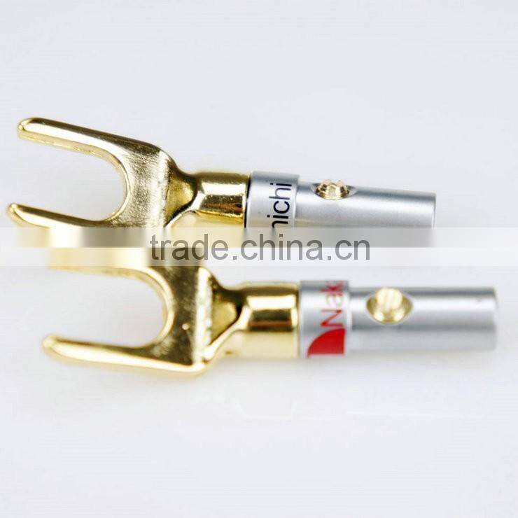For Nakamichi full gold-plated copper Y-connector banana plug speaker stereo speaker audio wire connector plug
