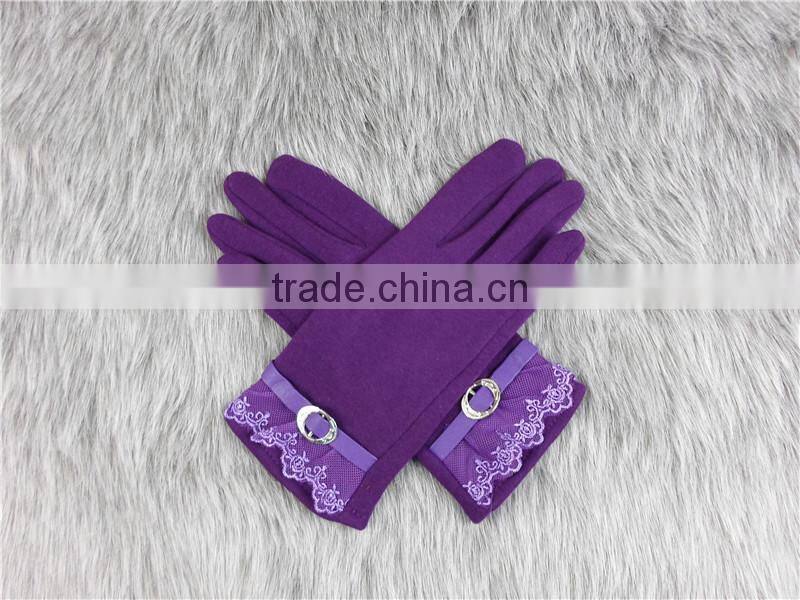 New Autumn Winter Womens Touch Screen Gloves Winter Knit Velvet Warm Gloves Mittens Lace Side Design